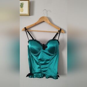 Hot topic Corset Women  Bustier Size 36 D Green And Black Good Condition